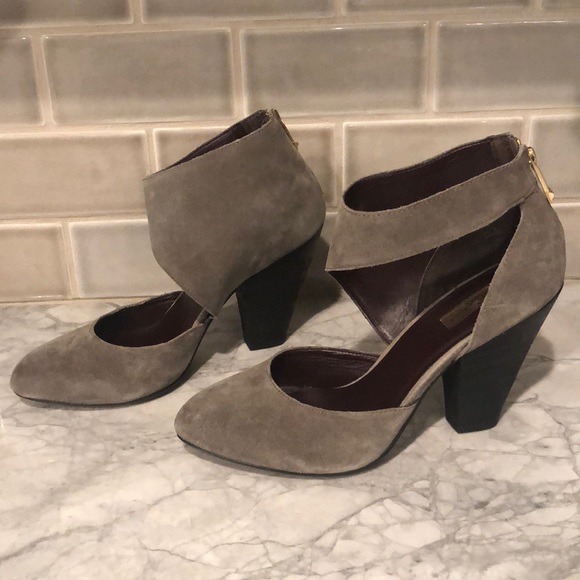 COPY - report ankle strap grey suede heels pumps shoes 9 - Picture 2 of 4
